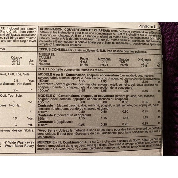 McCalls Sewing pattern3890 baby jumpsuit hat blanket - Picture 5 of 6